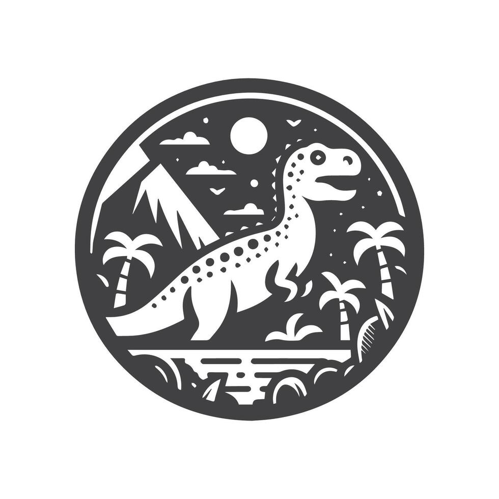 Dinosaurs Monochrome Logo Black and White vector