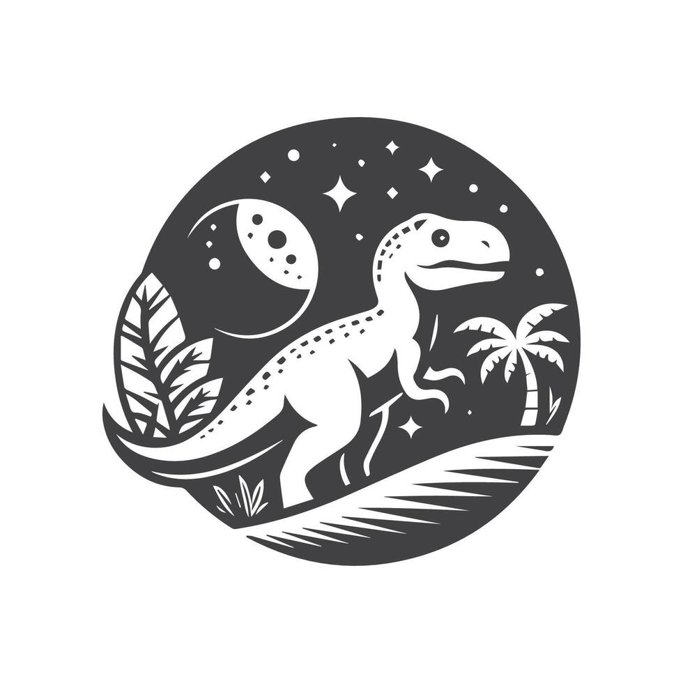 dinosaurios monocromo logo negro y blanco vector