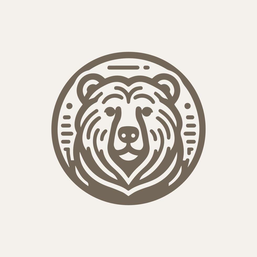 Wild Bear Logo Monochrome Vintage vector