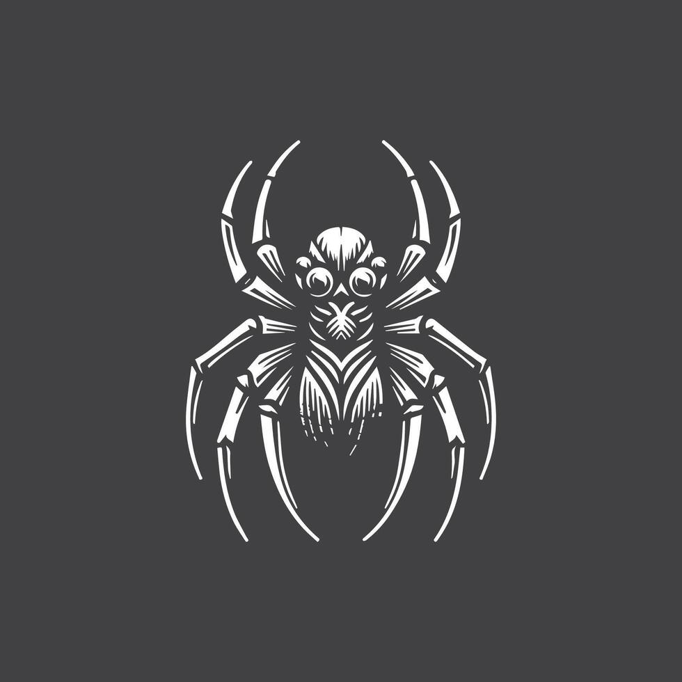 araña logo monocromo en negro y blanco vector