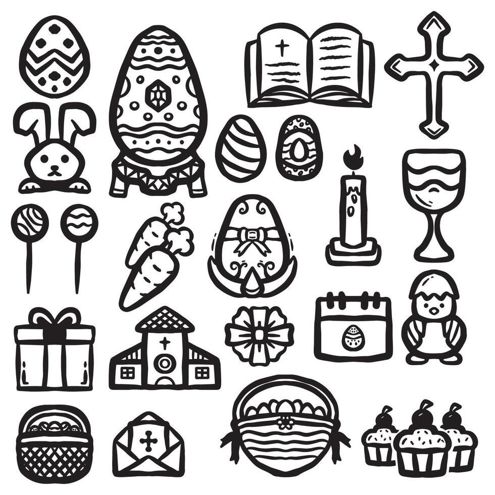 Easter Collection Element Handdraw  Doodles vector