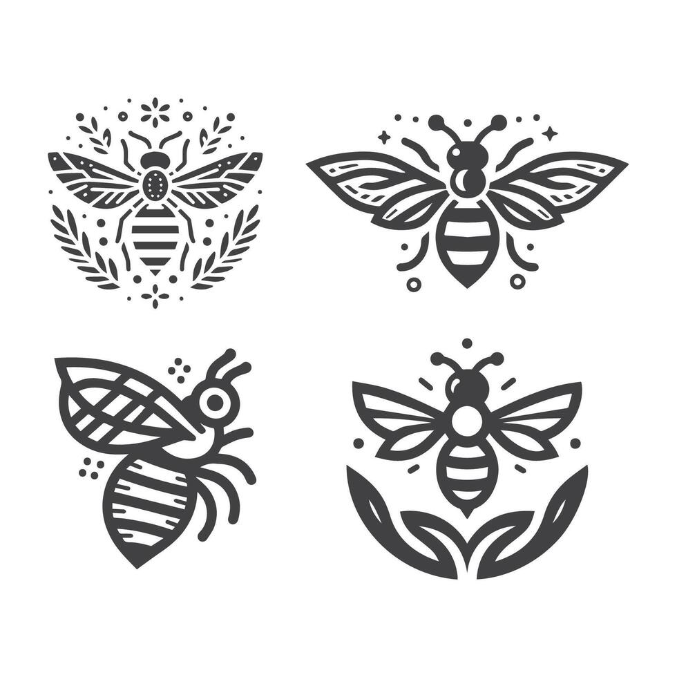 abeja logo monocromo línea Arte diseño vector