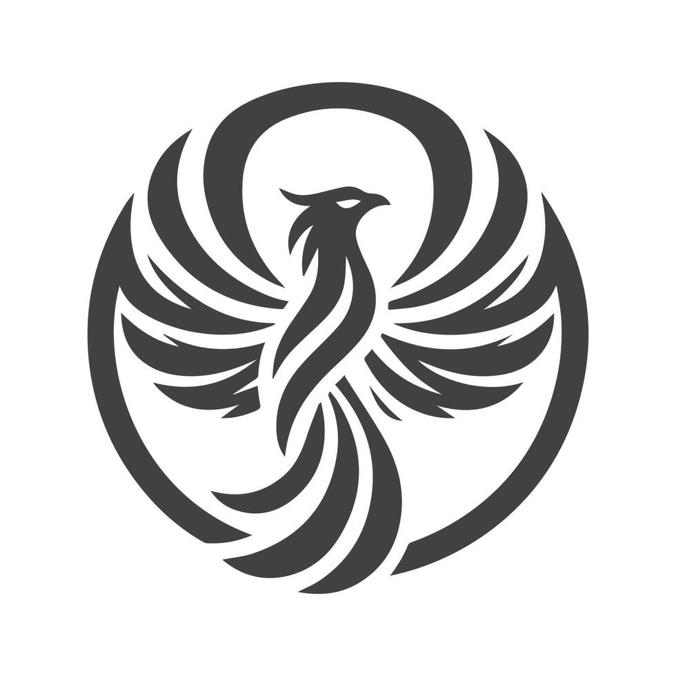 Modern Phoenix Logo Monochrome Design vector