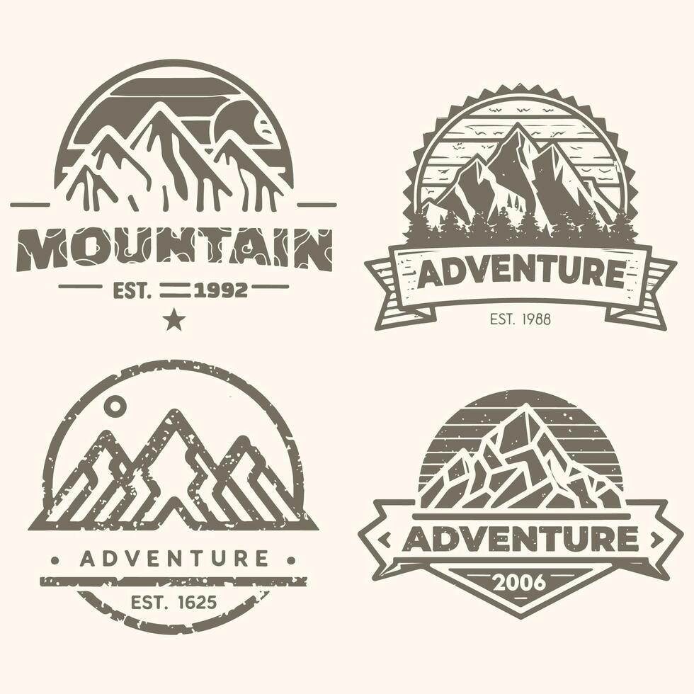 aventuras montaña logo Clásico diseño Arte vector