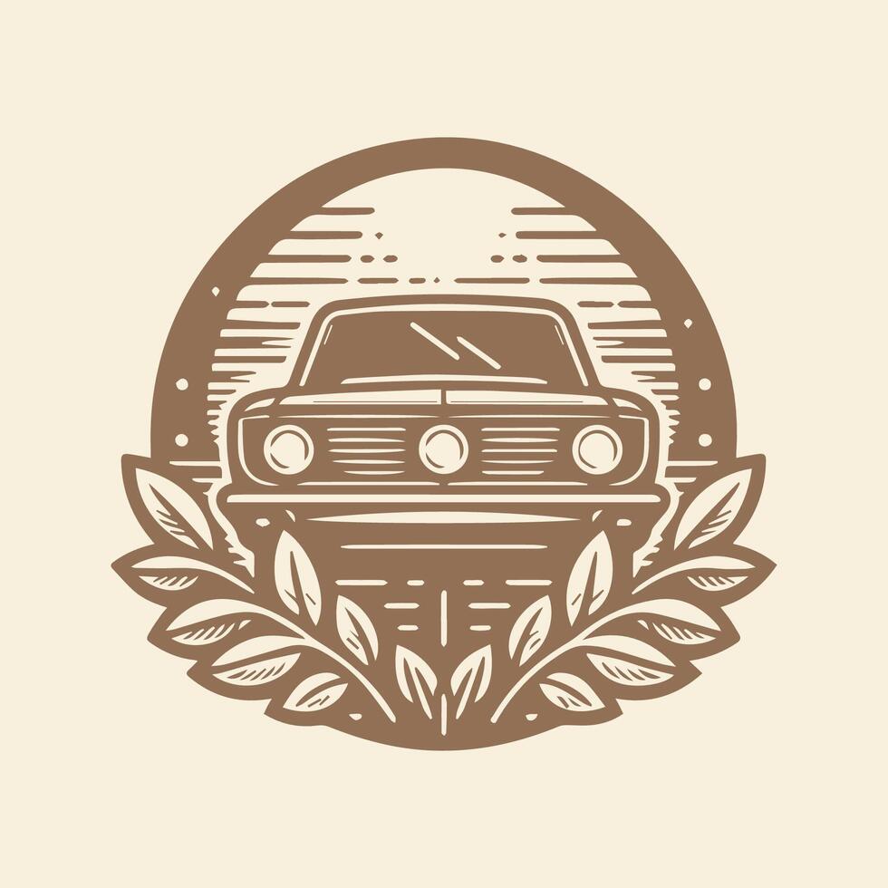 coche logo monocromo Clásico diseño vector