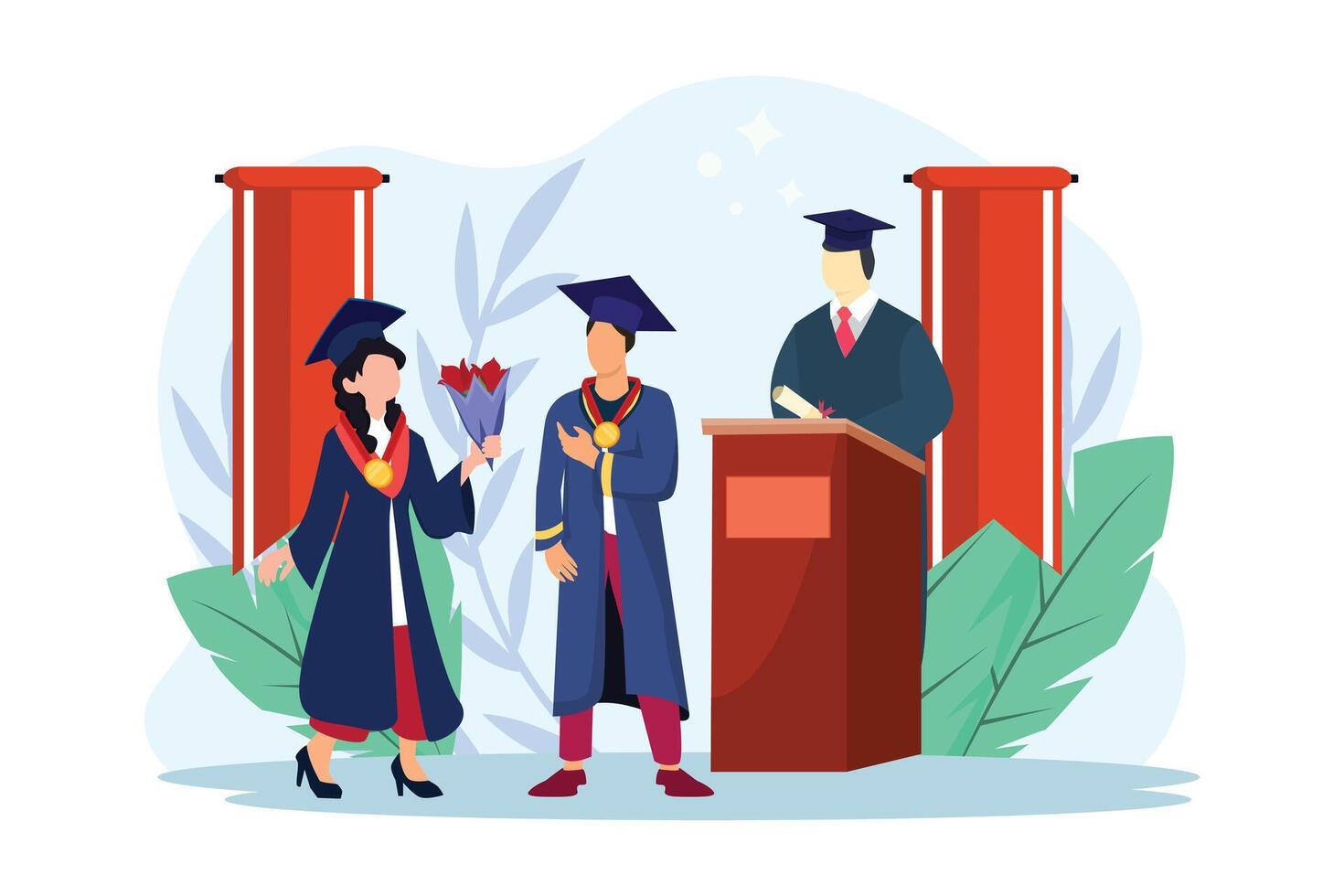 Graduation Day Flat Illustration Design vector