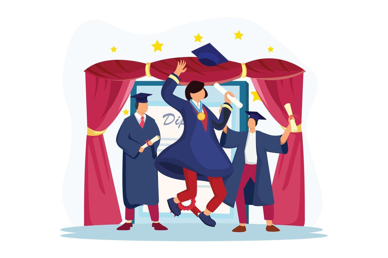 Graduation Day Flat Illustration Design vector