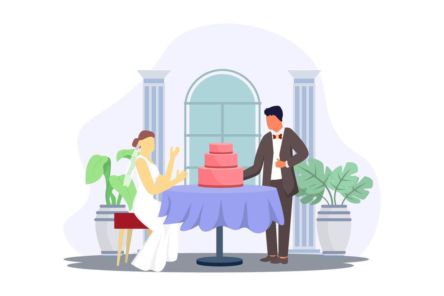 Wedding Couple Flat Illustration Design vector