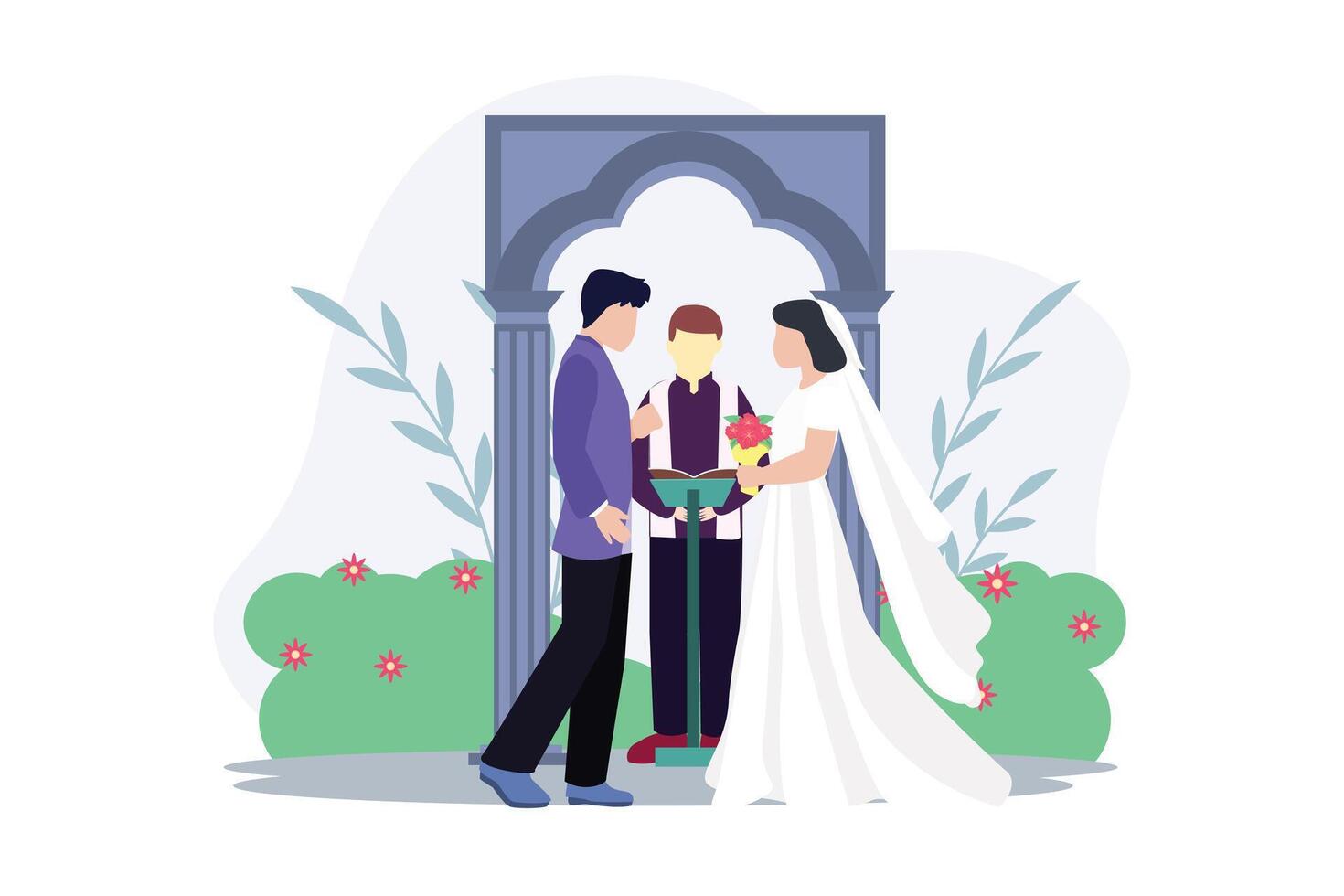 Wedding Couple Flat Illustration Design vector