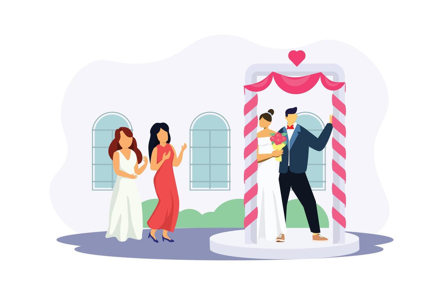 Wedding Couple Flat Illustration Design vector