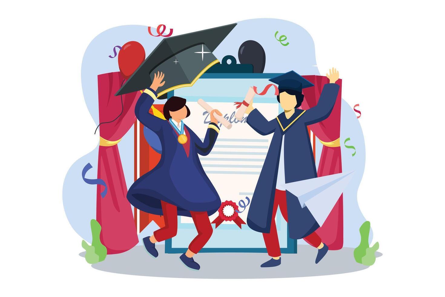 Graduation Day Flat Illustration Design vector