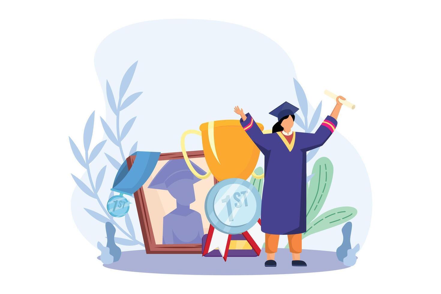Graduation Day Flat Illustration Design vector