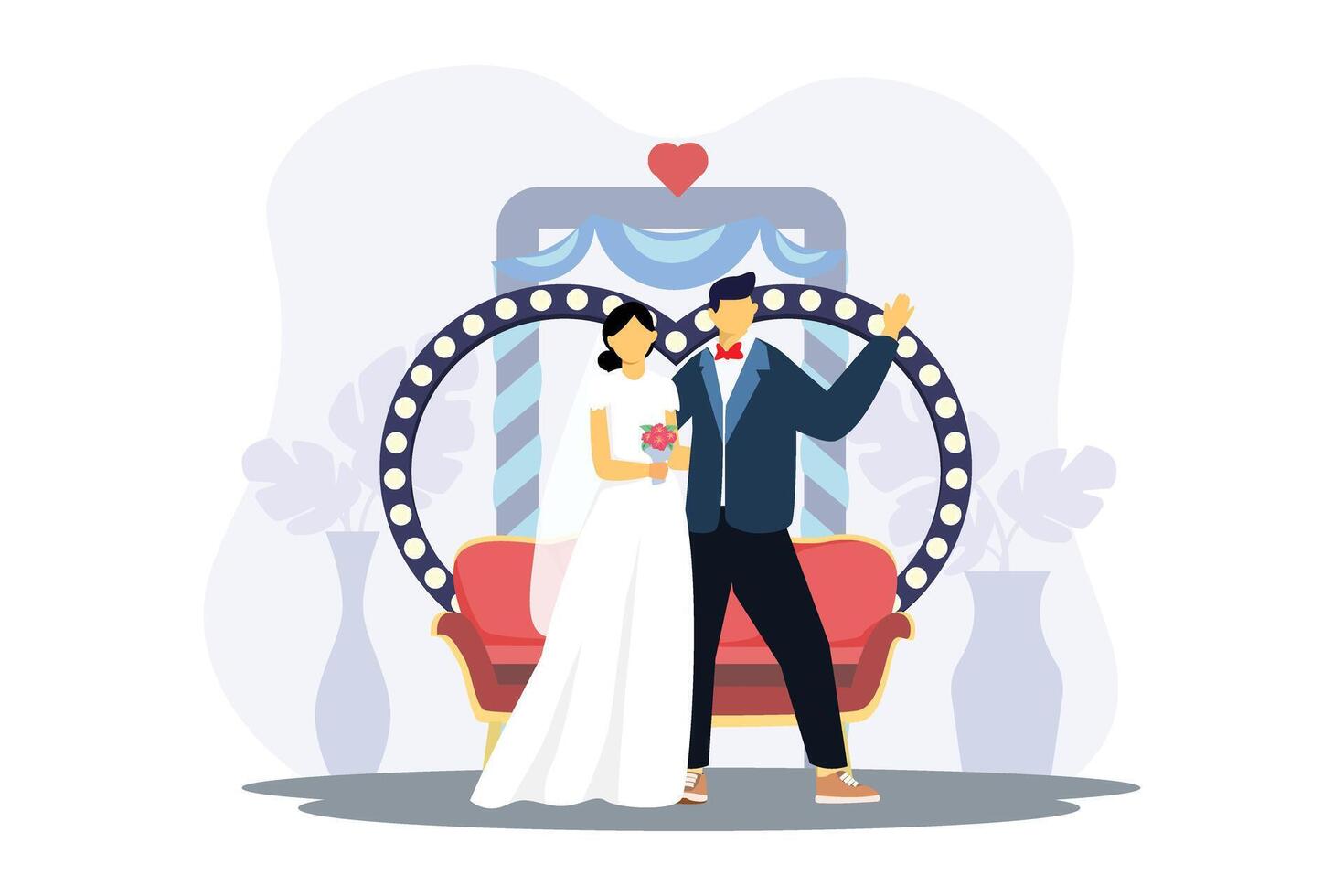 Boda Pareja plano ilustración diseño vector