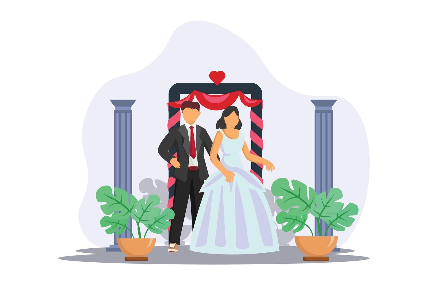 Wedding Couple Flat Illustration Design vector