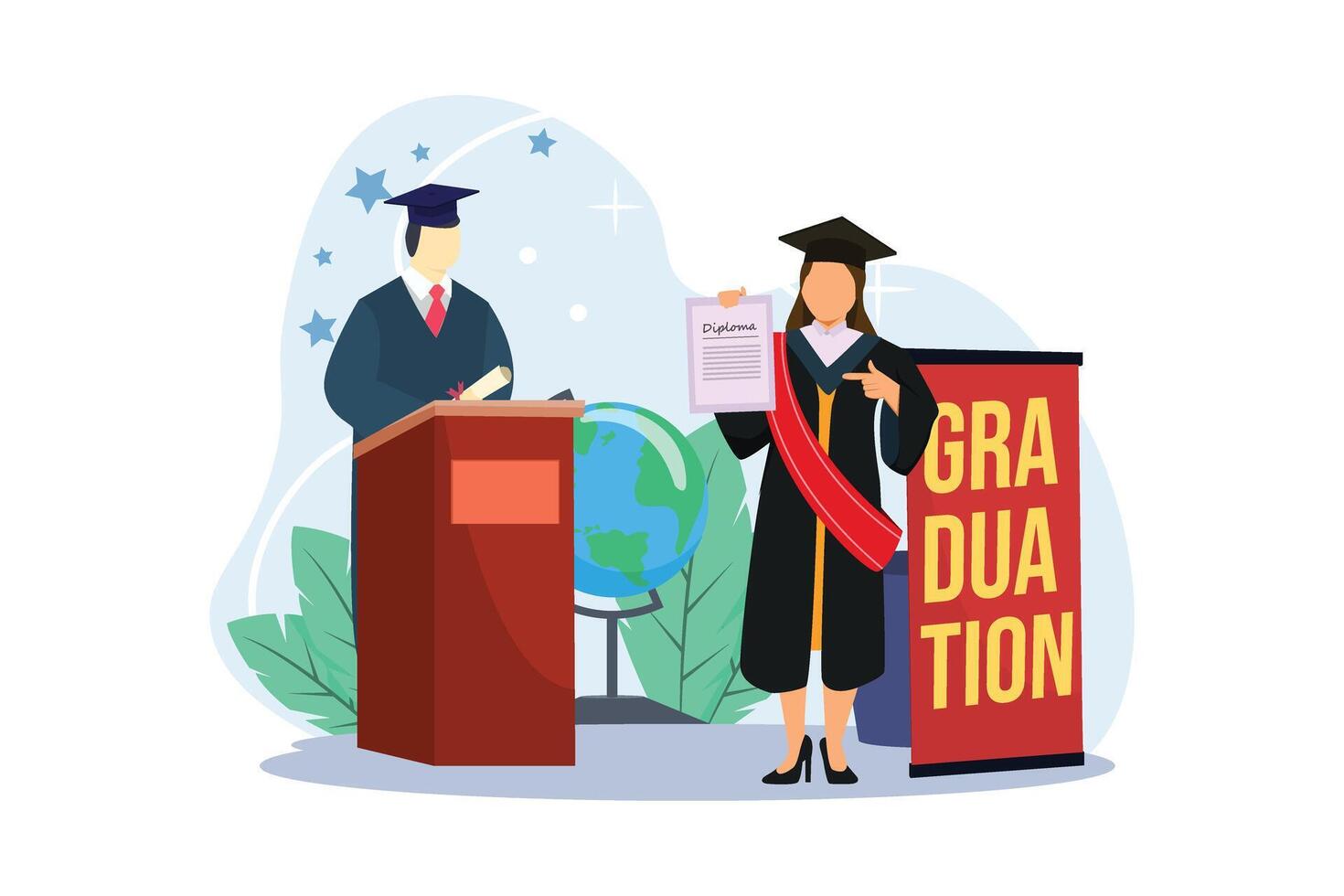 Graduation Day Flat Illustration Design vector