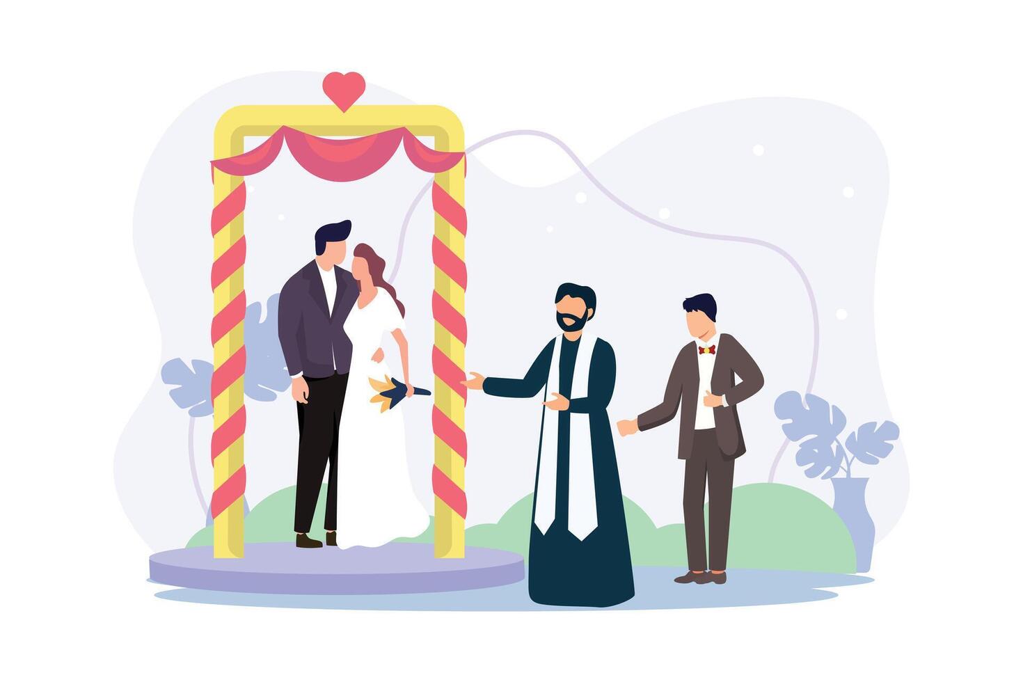 Wedding Couple Flat Illustration Design vector