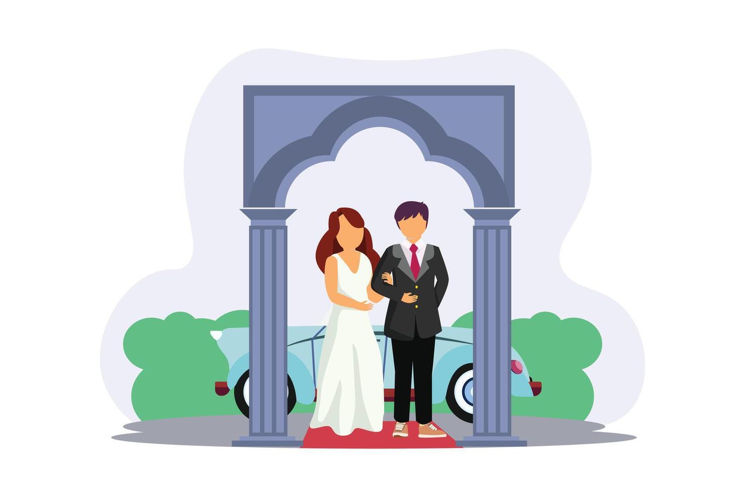 Boda Pareja plano ilustración diseño vector