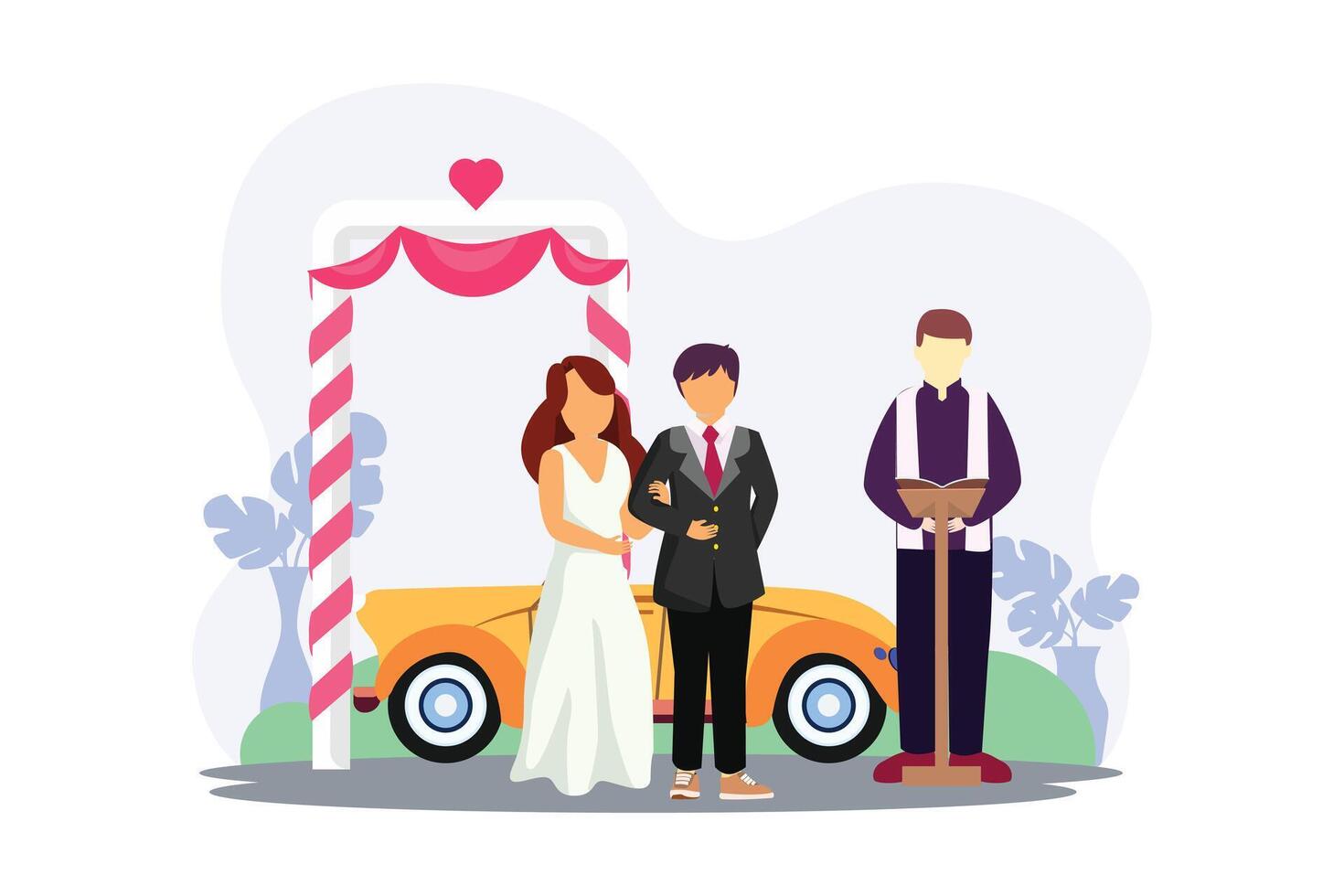 Boda Pareja plano ilustración diseño vector