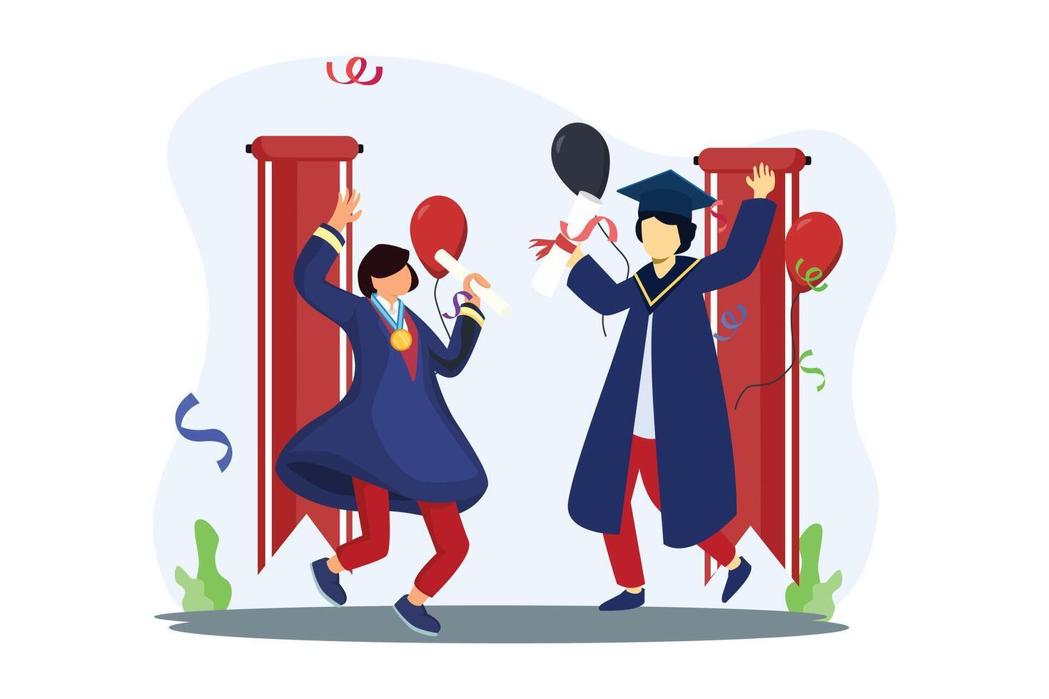 Graduation Day Flat Illustration Design vector