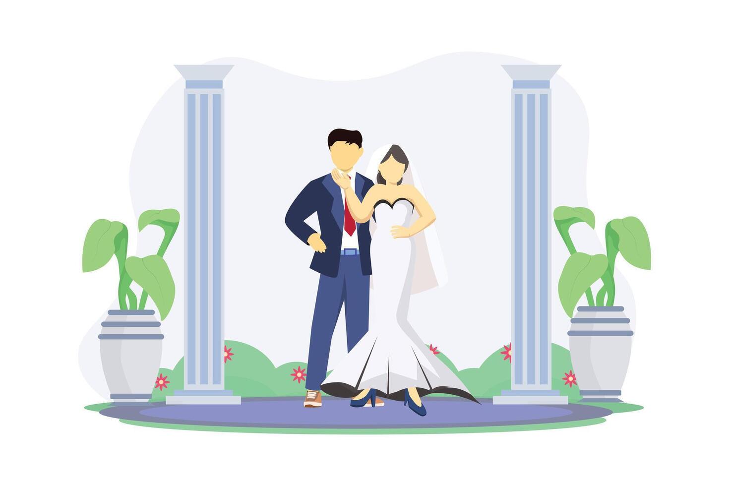 Boda Pareja plano ilustración diseño vector