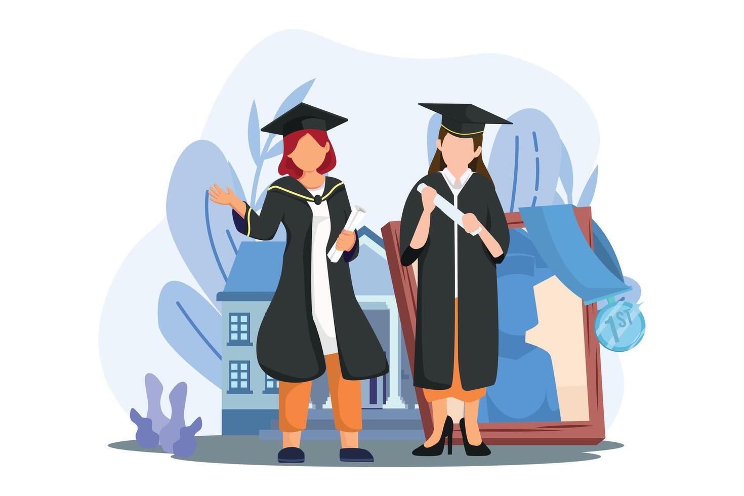 Graduation Day Flat Illustration Design vector