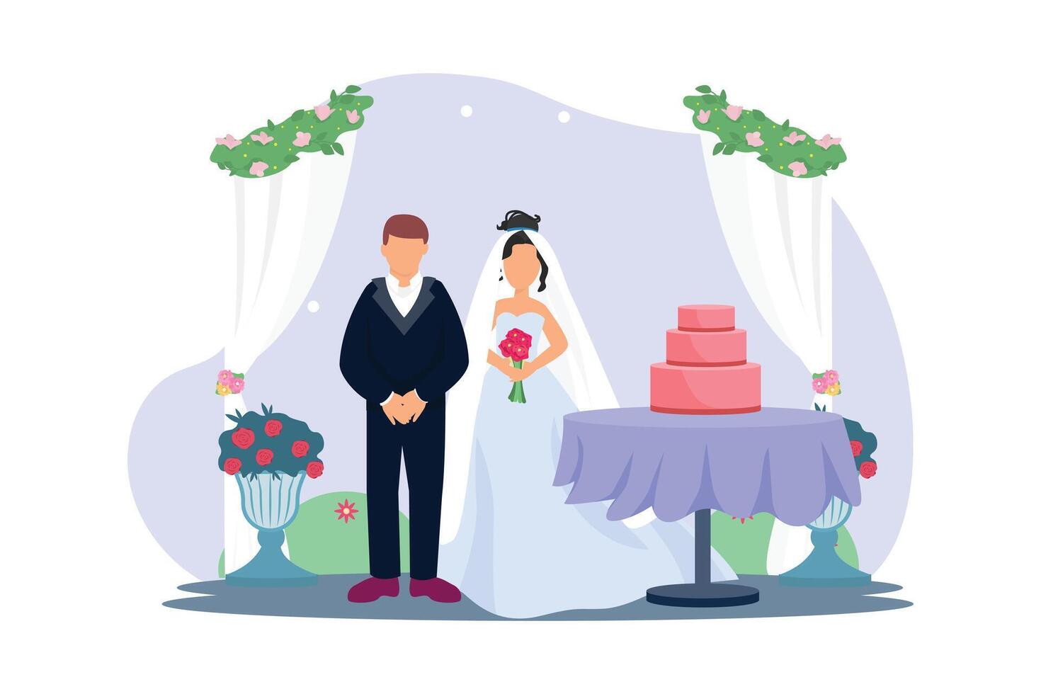 Wedding Couple Flat Illustration Design vector