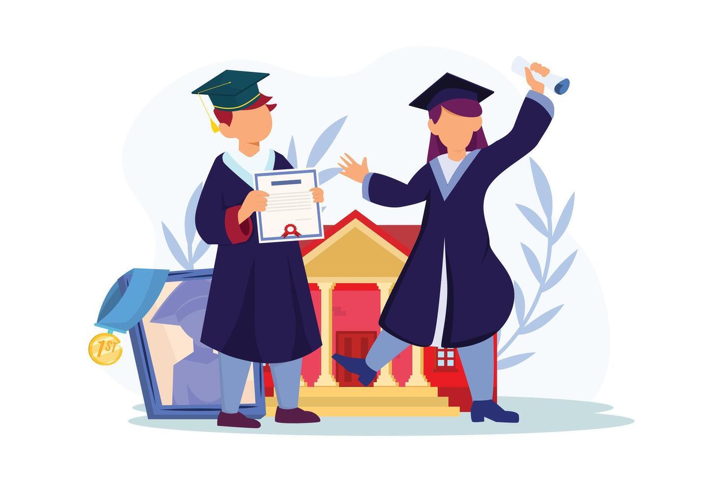 Graduation Day Flat Illustration Design vector