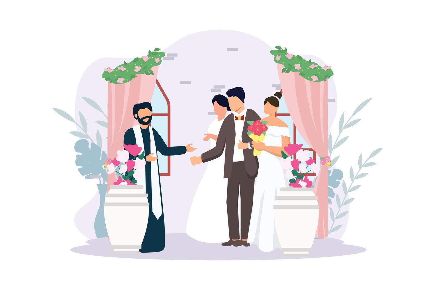 Wedding Couple Flat Illustration Design vector