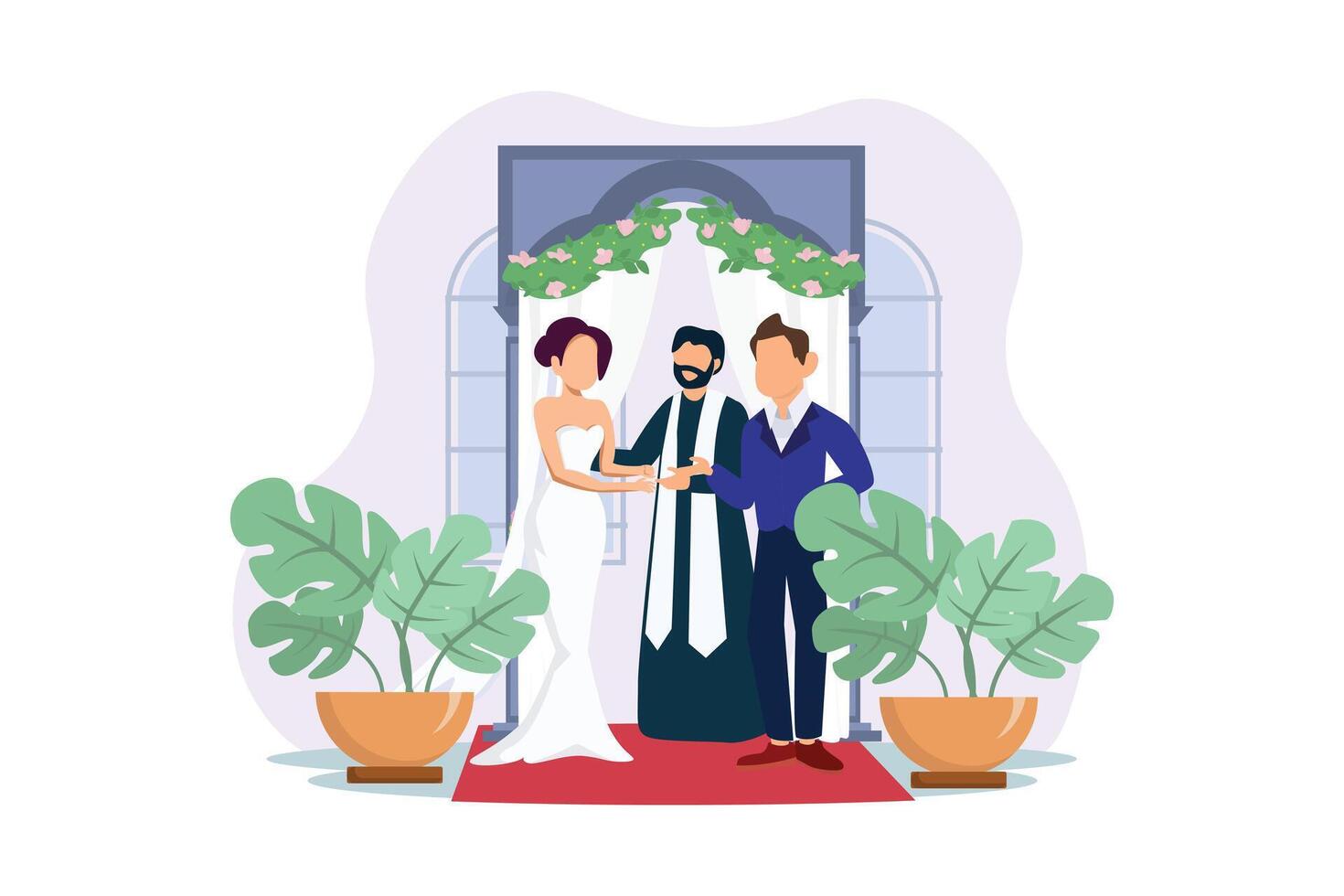 Boda Pareja plano ilustración diseño vector