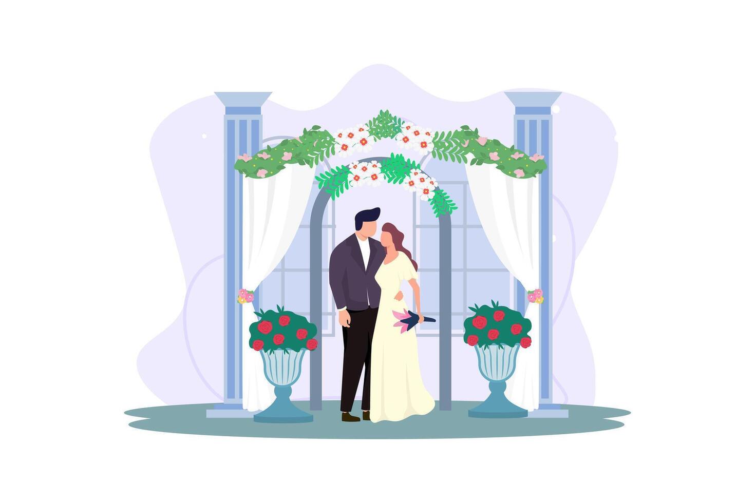 Boda Pareja plano ilustración diseño vector