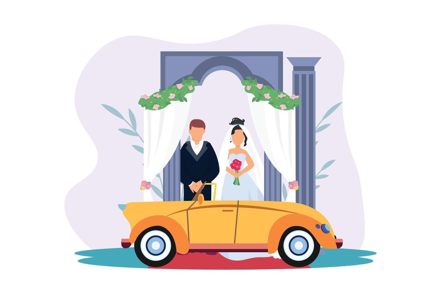 Wedding Couple Flat Illustration Design vector