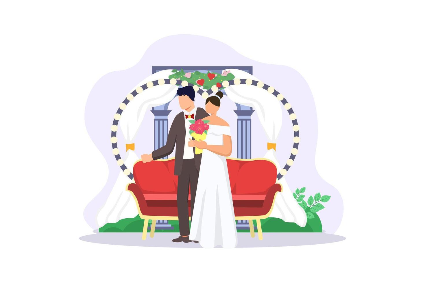 Wedding Couple Flat Illustration Design vector