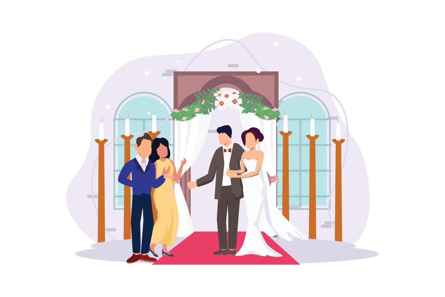 Wedding Couple Flat Illustration Design vector