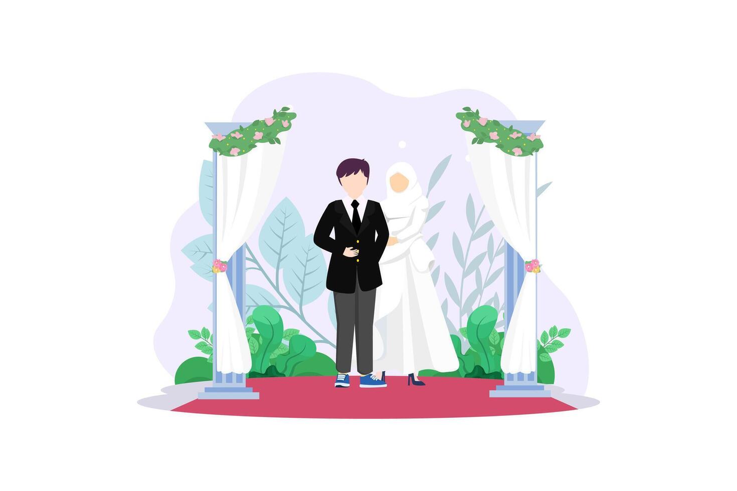 Wedding Couple Flat Illustration Design vector