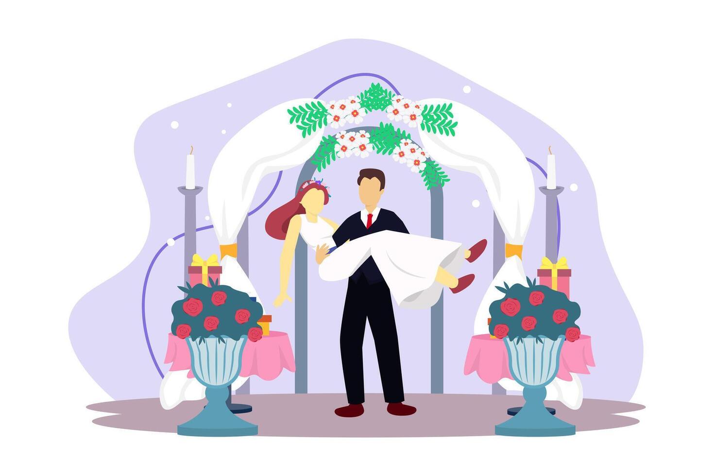 Wedding Couple Flat Illustration Design vector