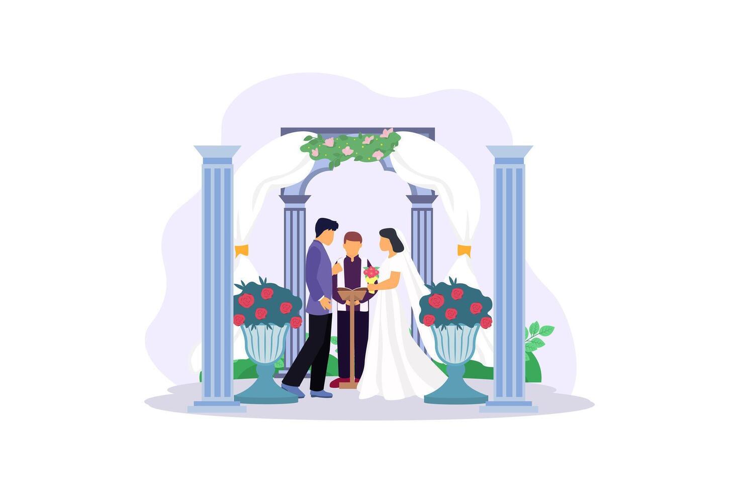 Wedding Couple Flat Illustration Design vector