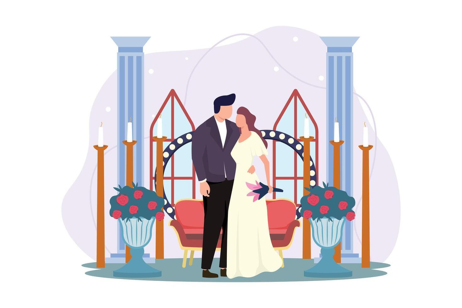 Boda Pareja plano ilustración diseño vector