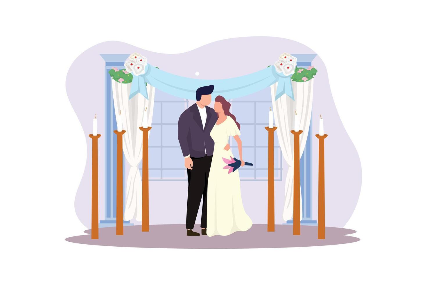 Wedding Couple Flat Illustration Design vector