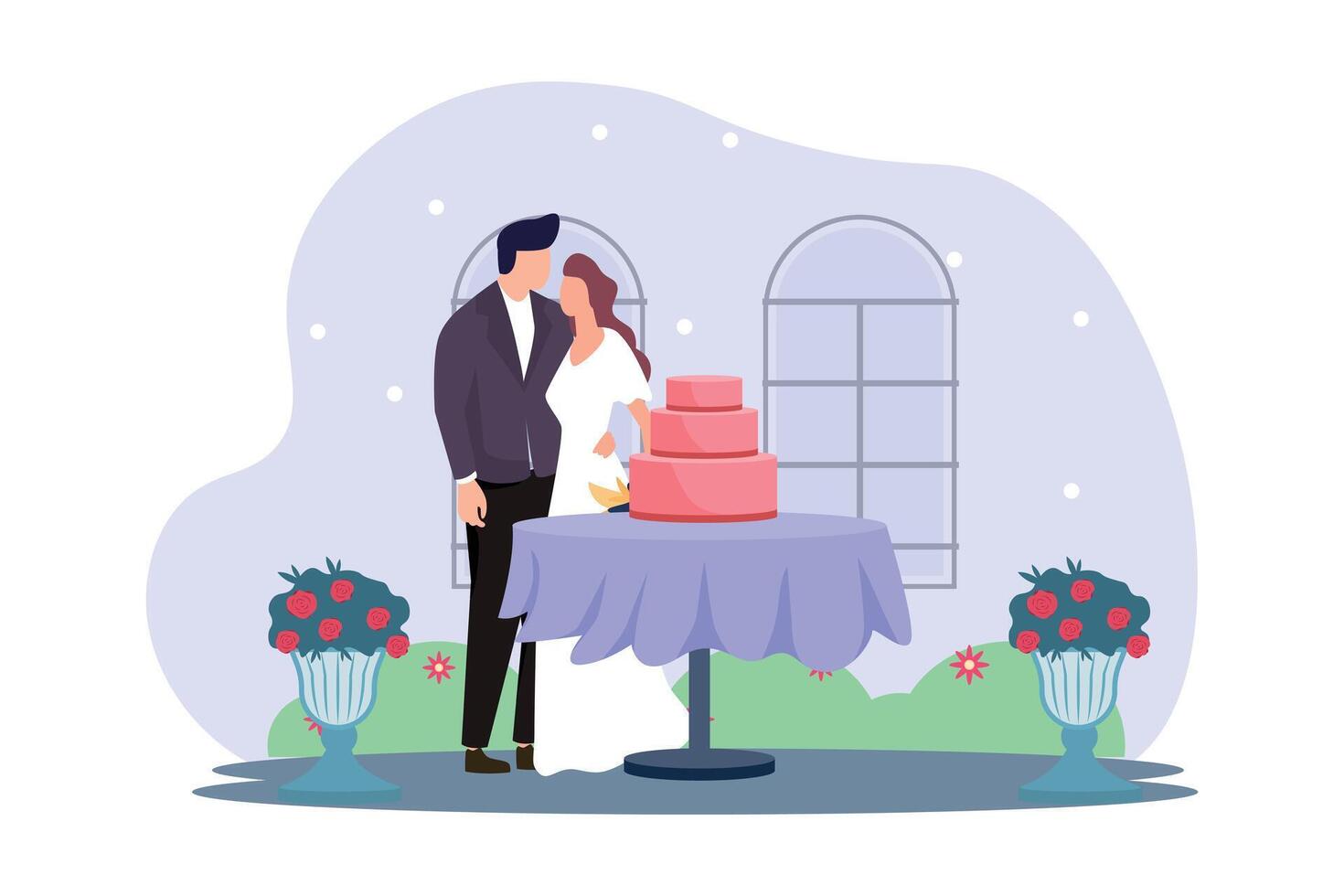 Wedding Couple Flat Illustration Design vector