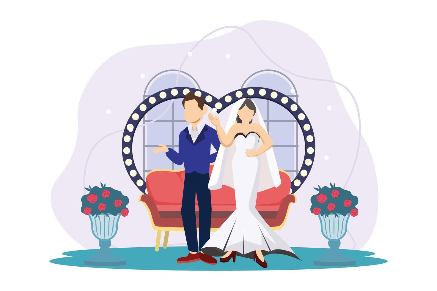 Wedding Couple Flat Illustration Design vector