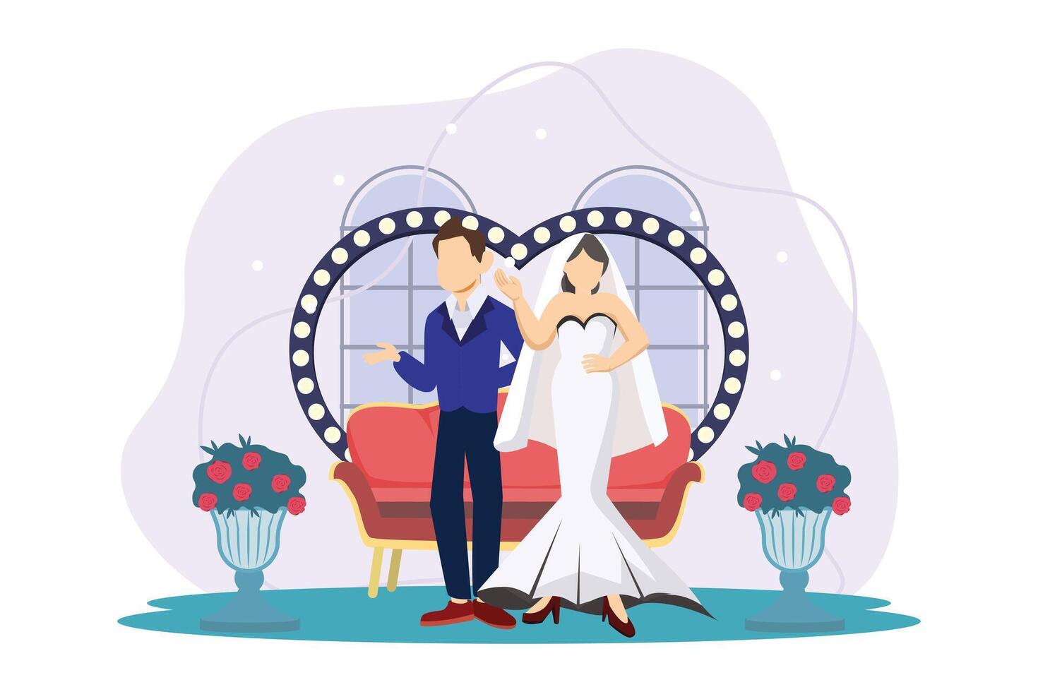 Boda Pareja plano ilustración diseño vector