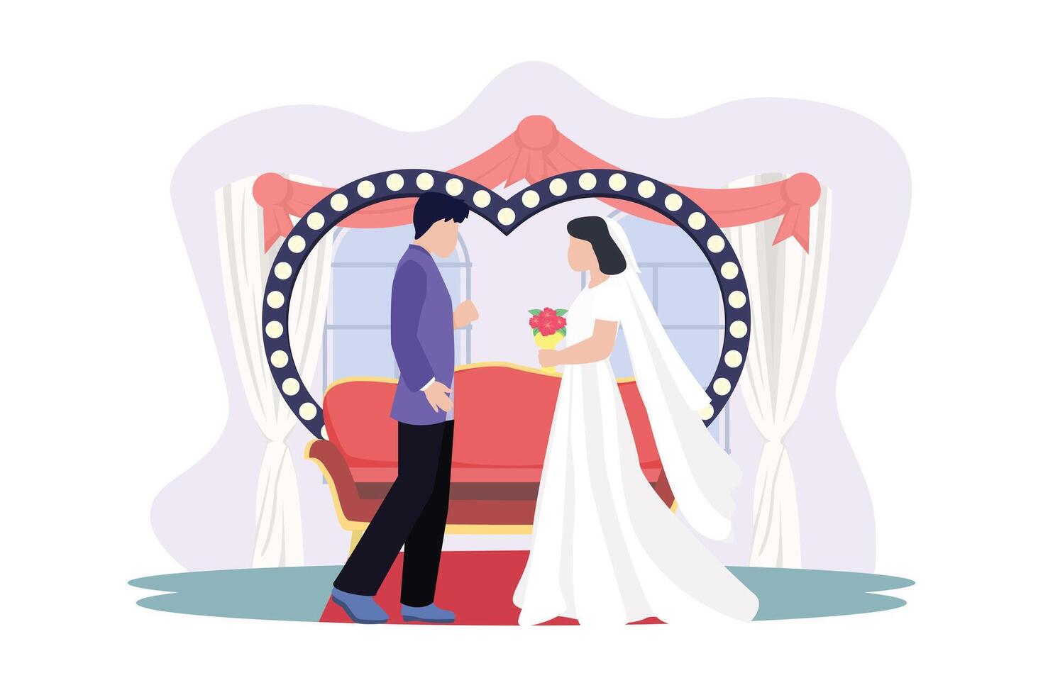 Wedding Couple Flat Illustration Design vector