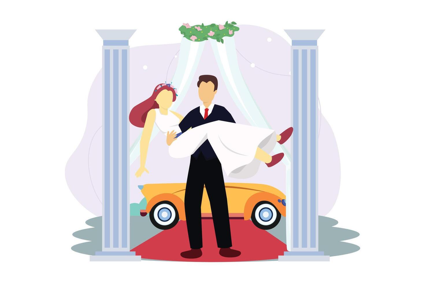 Wedding Couple Flat Illustration Design vector