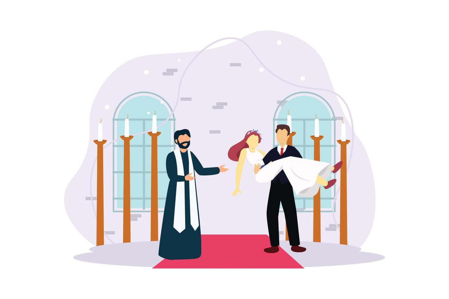 Wedding Couple Flat Illustration Design vector