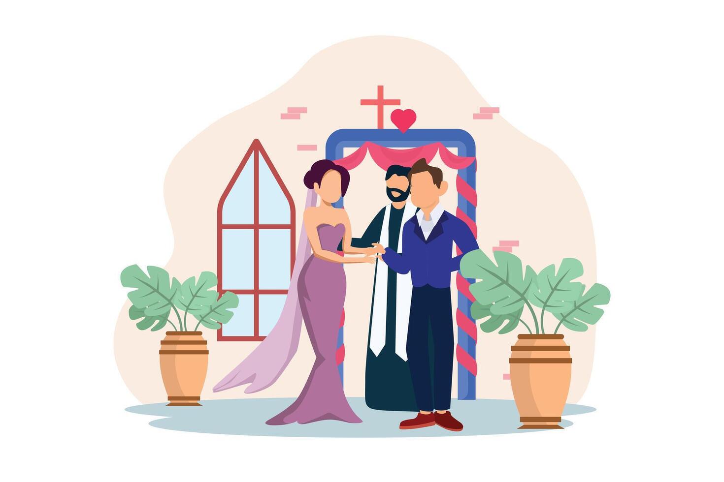 Wedding Couple Flat Illustration Design vector