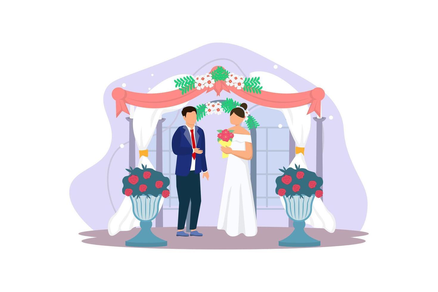 Boda Pareja plano ilustración diseño vector