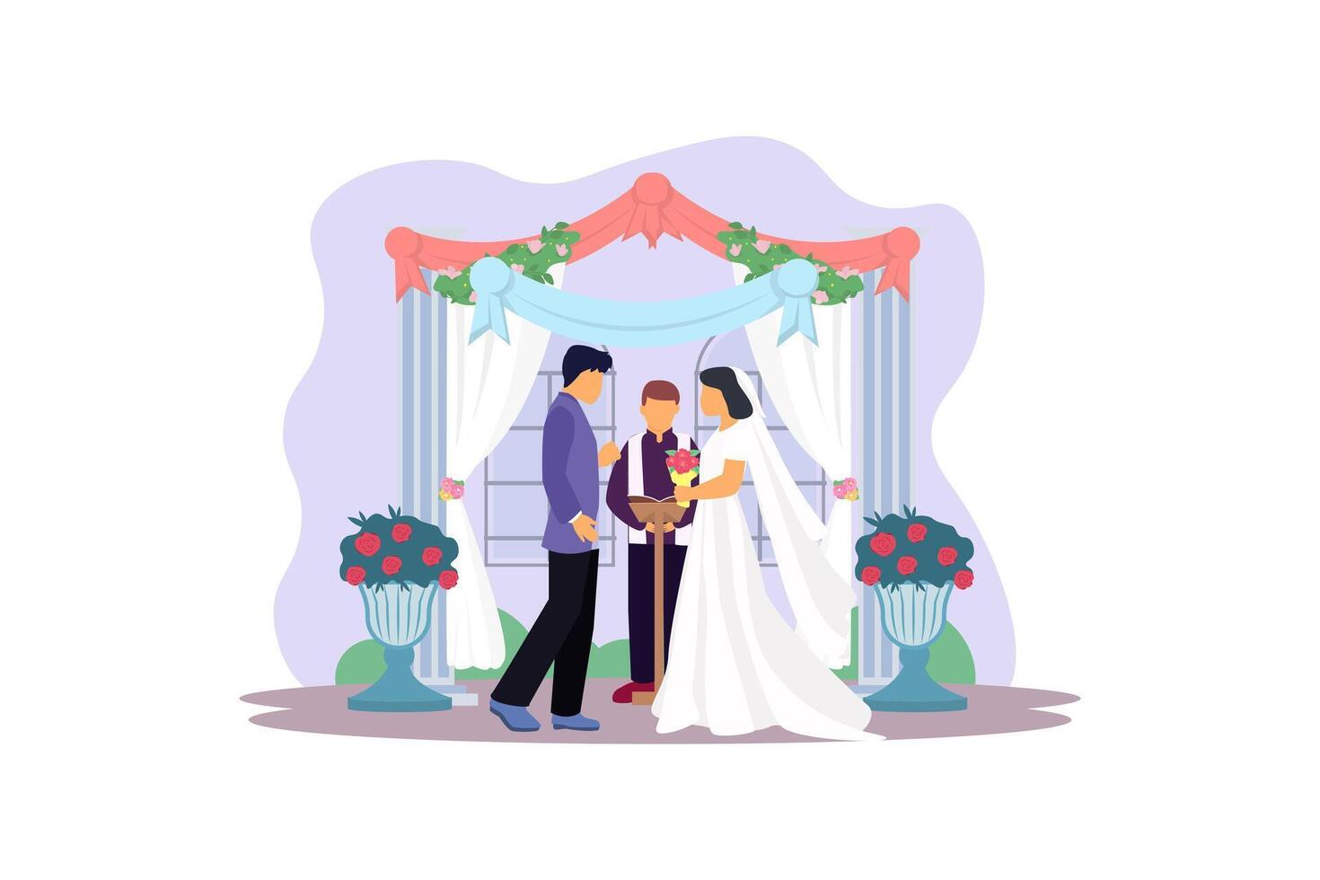 Wedding Couple Flat Illustration Design vector