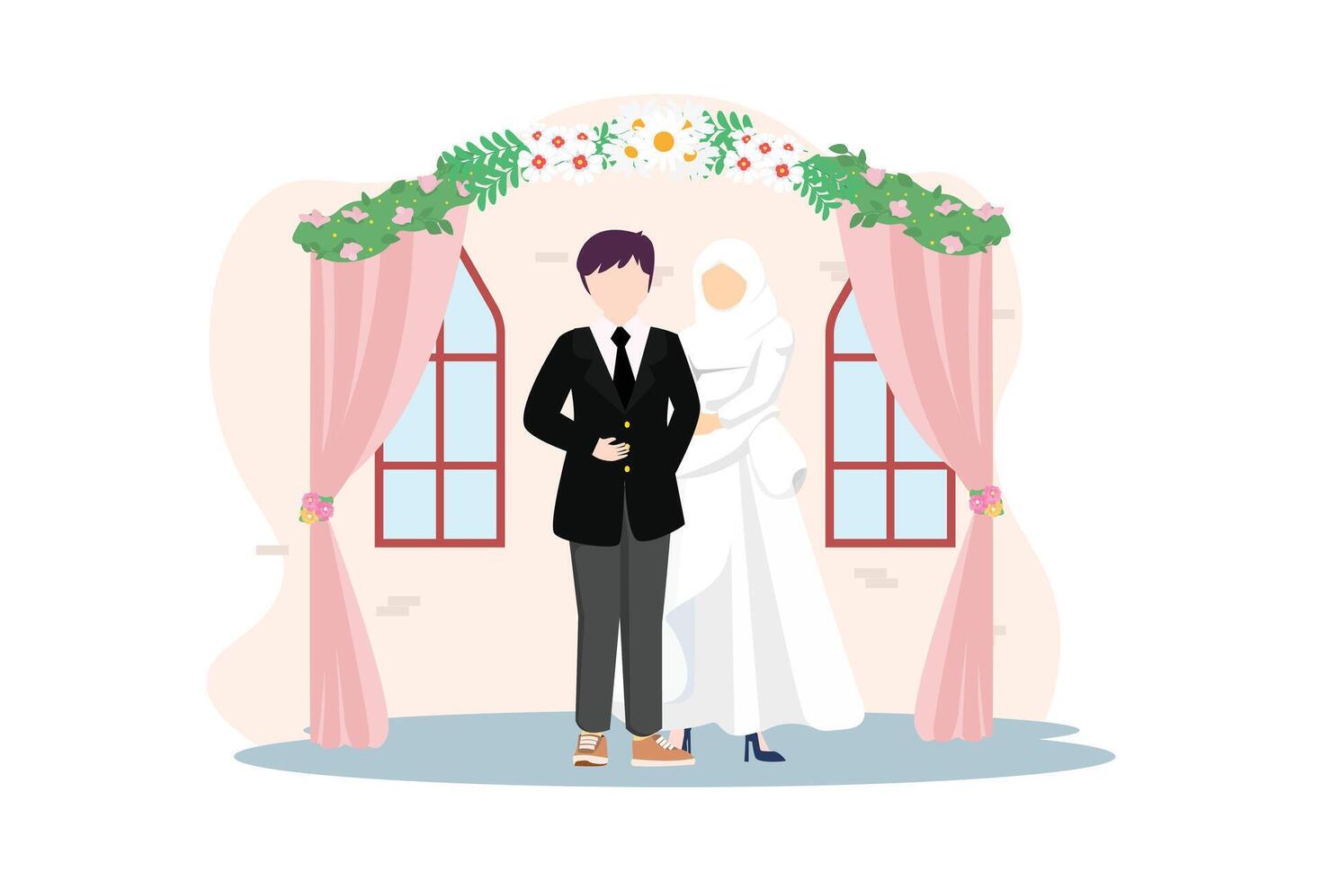 Wedding Couple Flat Illustration Design vector