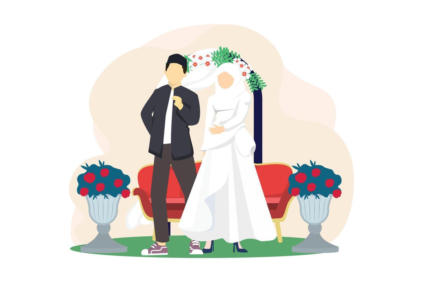 Wedding Couple Flat Illustration Design vector