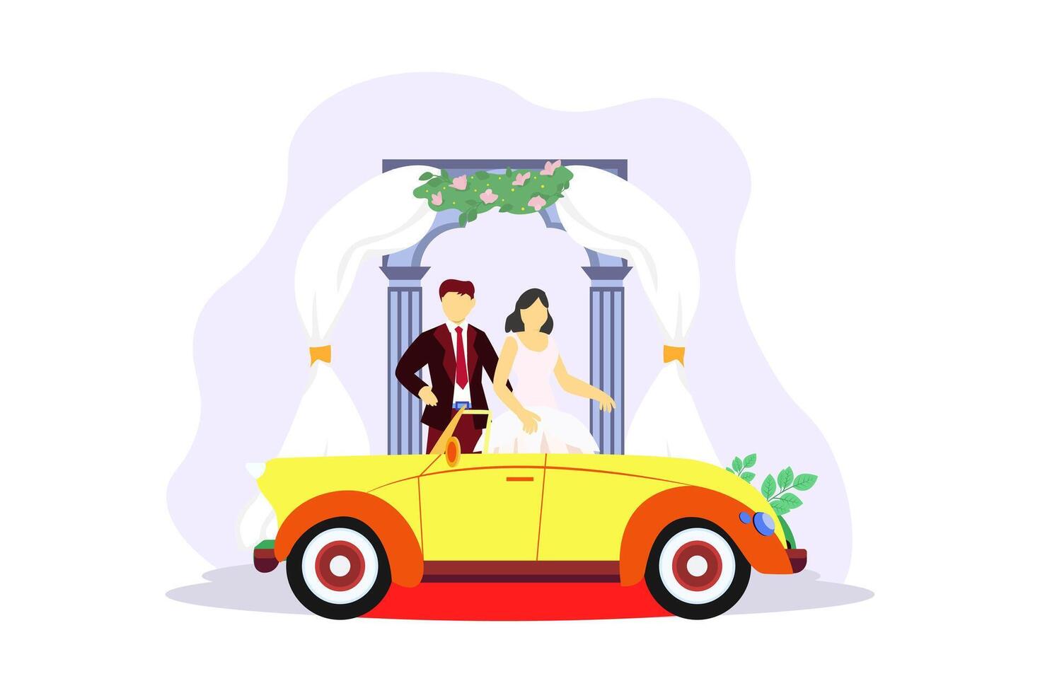 Wedding Couple Flat Illustration Design vector